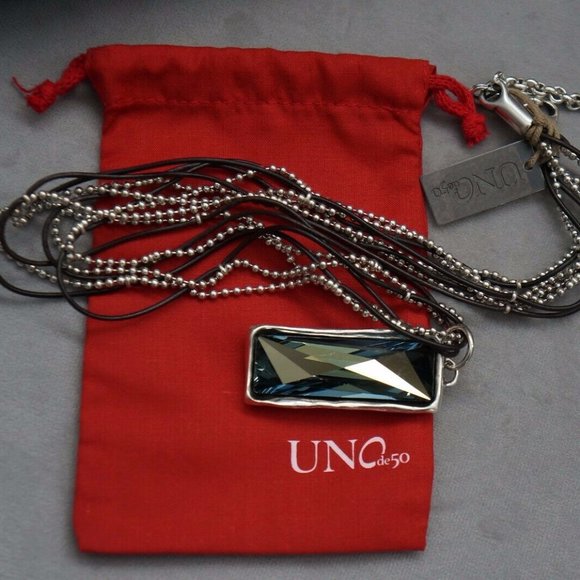 UNO de 50 Jewelry - NWT Aqua Crystal Long CLASICOS Necklace RETIRED